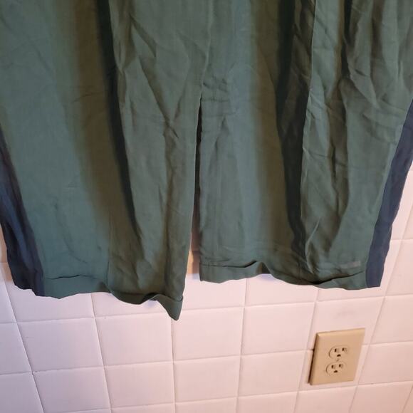 The Row Green Blue Stripe Cuffed Hem Straight Leg Slacks Pants Womens Size 8 - Picture 5 of 16